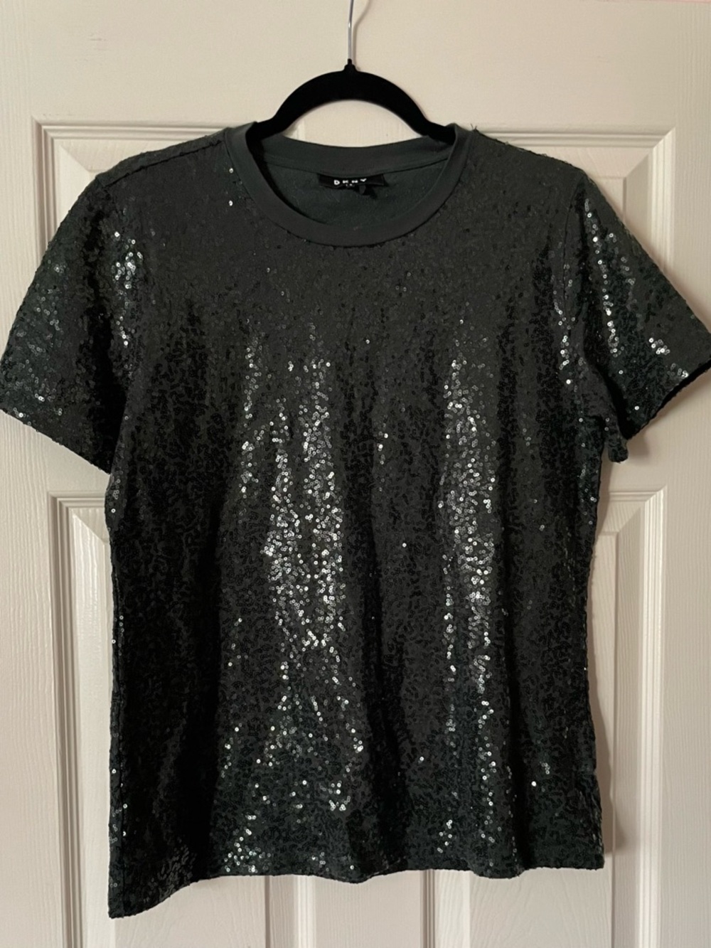 DKNY Dark Green Sequin Top
